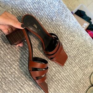 Brown Zara heeled sandal